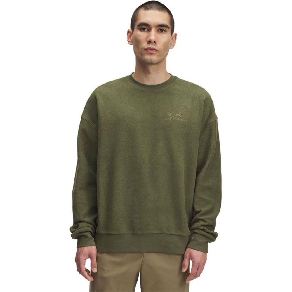 Under Armour Mens Lettering Terrycloth Drop  Sweatshirt / Green
